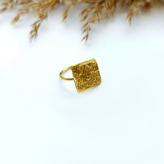 Classic metal square ring Χρυσό
