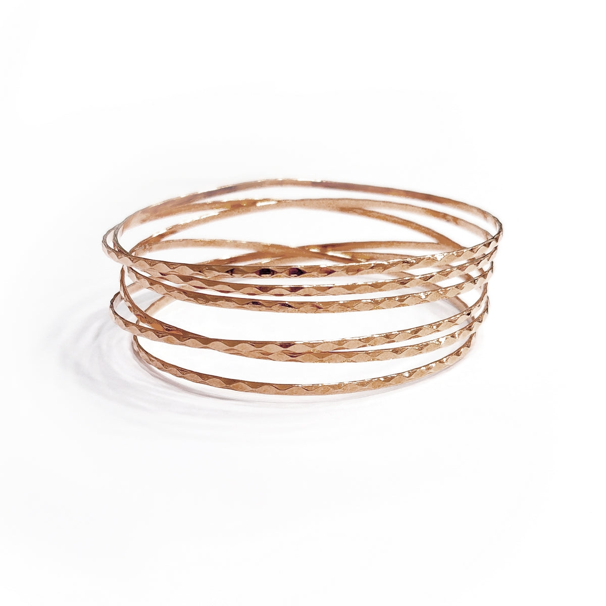 Pyramid spiral bangle Ροζ χρυσό