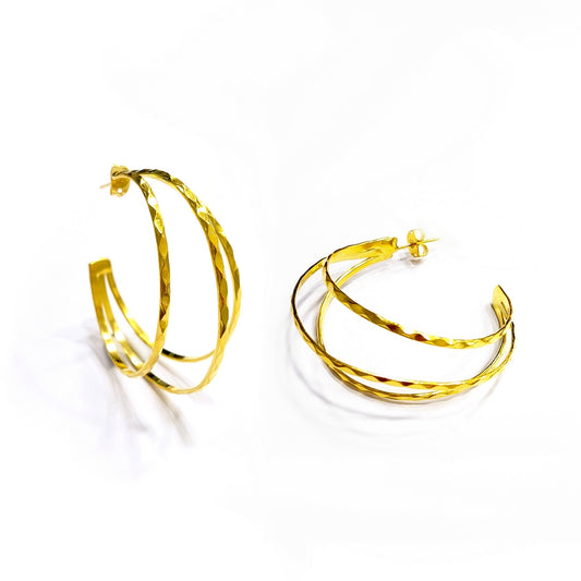 Pyramid spiral hoops Χρυσό