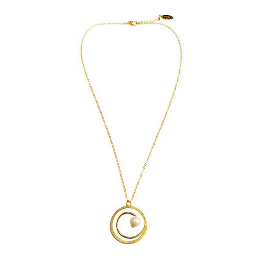 Pearls and circles necklace Χρυσό