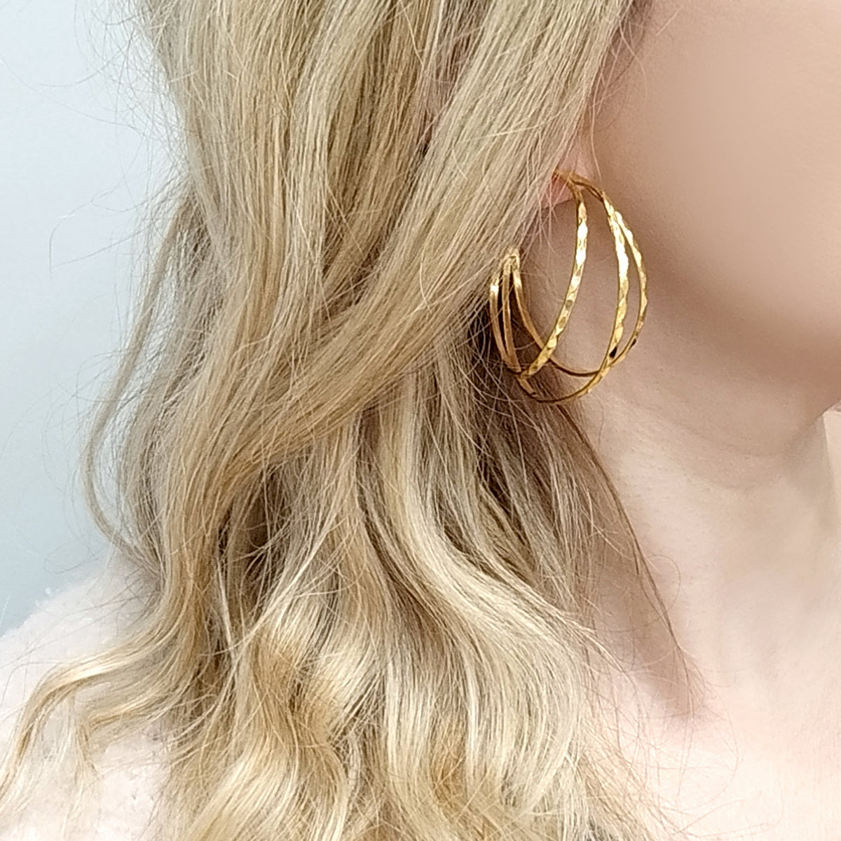 Pyramid spiral hoops Χρυσό