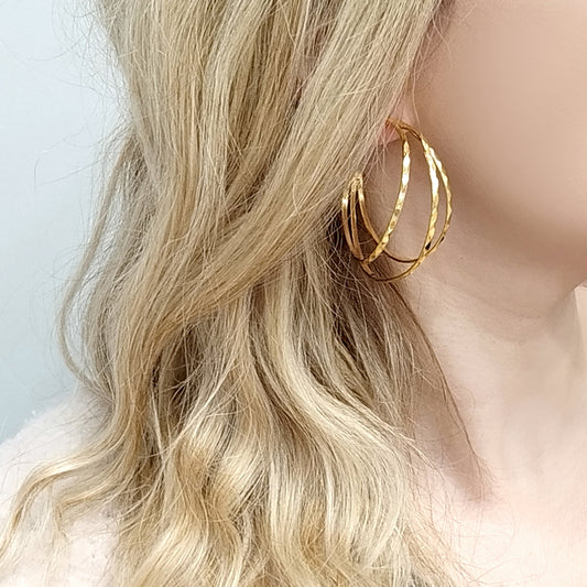 Pyramid spiral hoops Χρυσό