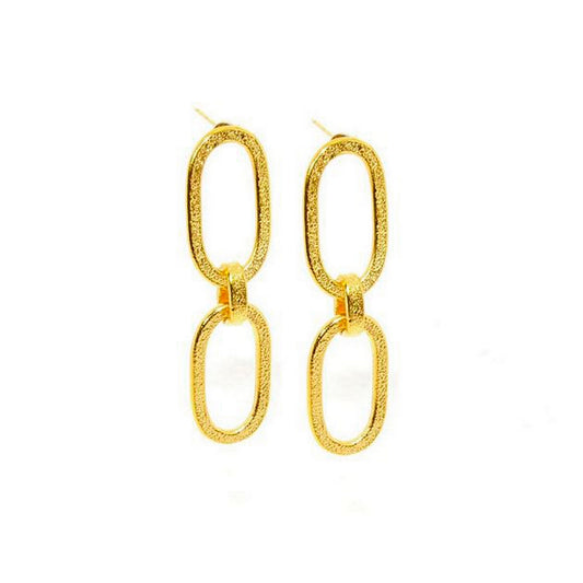 Earrings with pin and large impressive chains Χρυσό