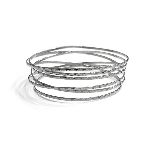 Pyramid spiral bangle Ασημί