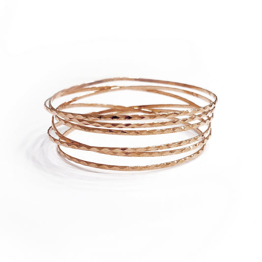 Pyramid spiral bangle Ροζ χρυσό