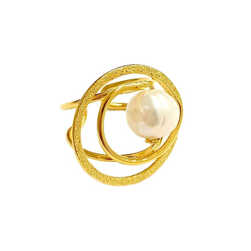 Pearls and circles ring Χρυσό