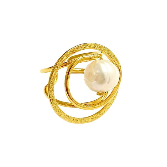 Pearls and circles ring Χρυσό