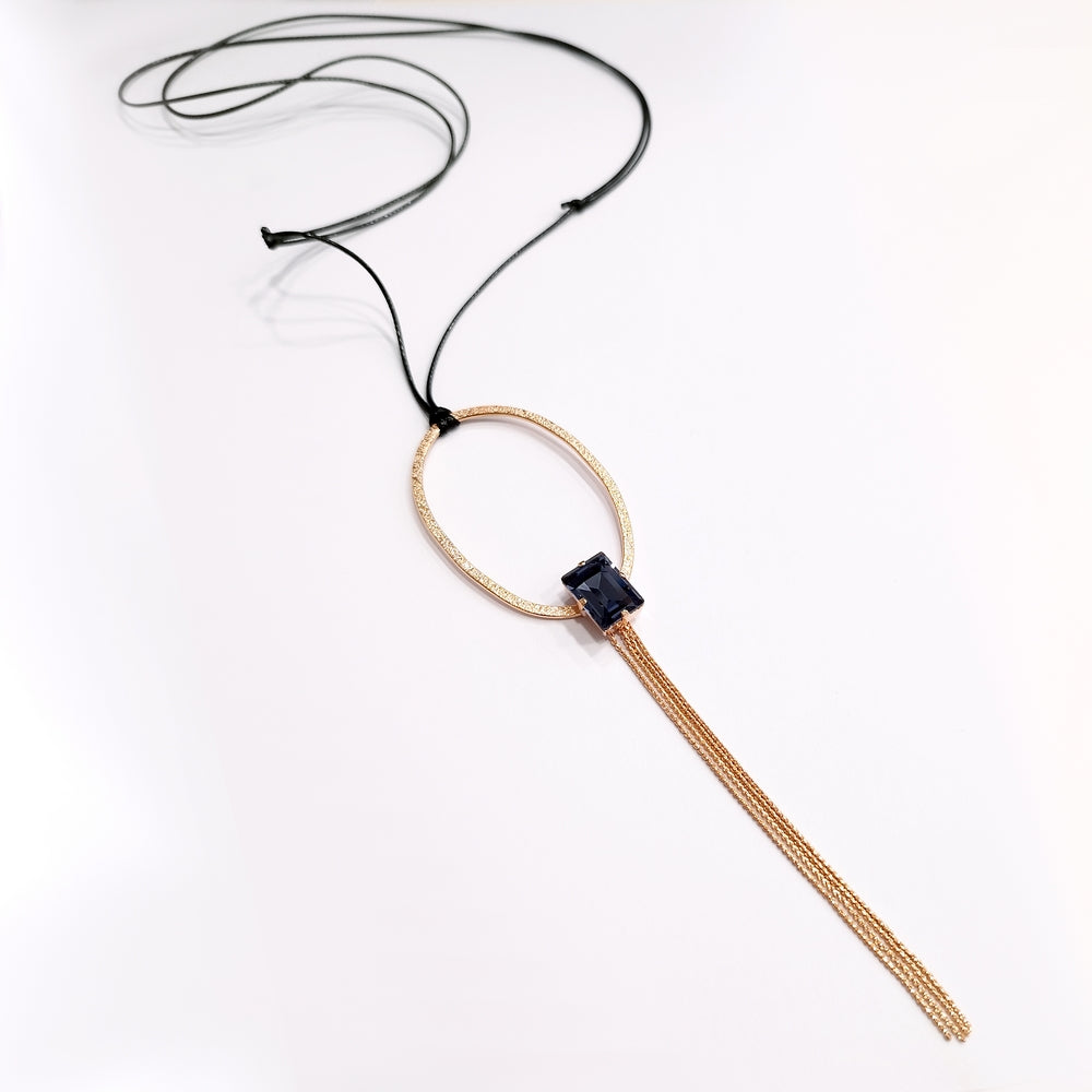 Shining power crystal necklace with chains Μωβ
